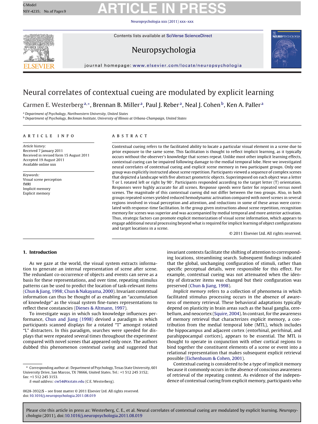 Neural Correlates of Contextual Cueing Are Modulated by Explicit Learning