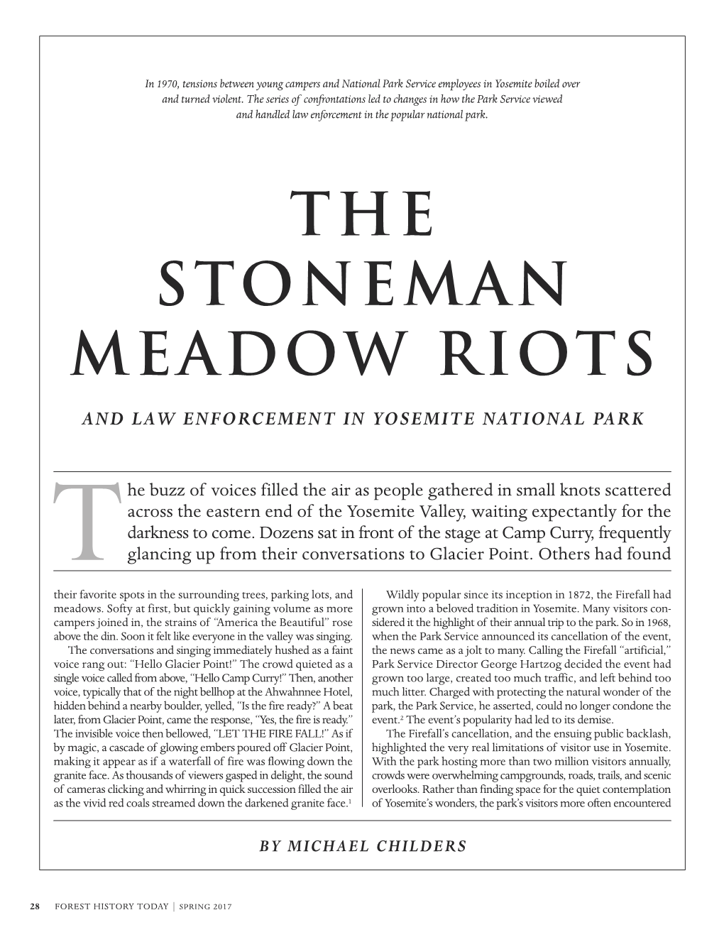 The Stoneman Meadow Riots and Law Enforcement in Yosemite