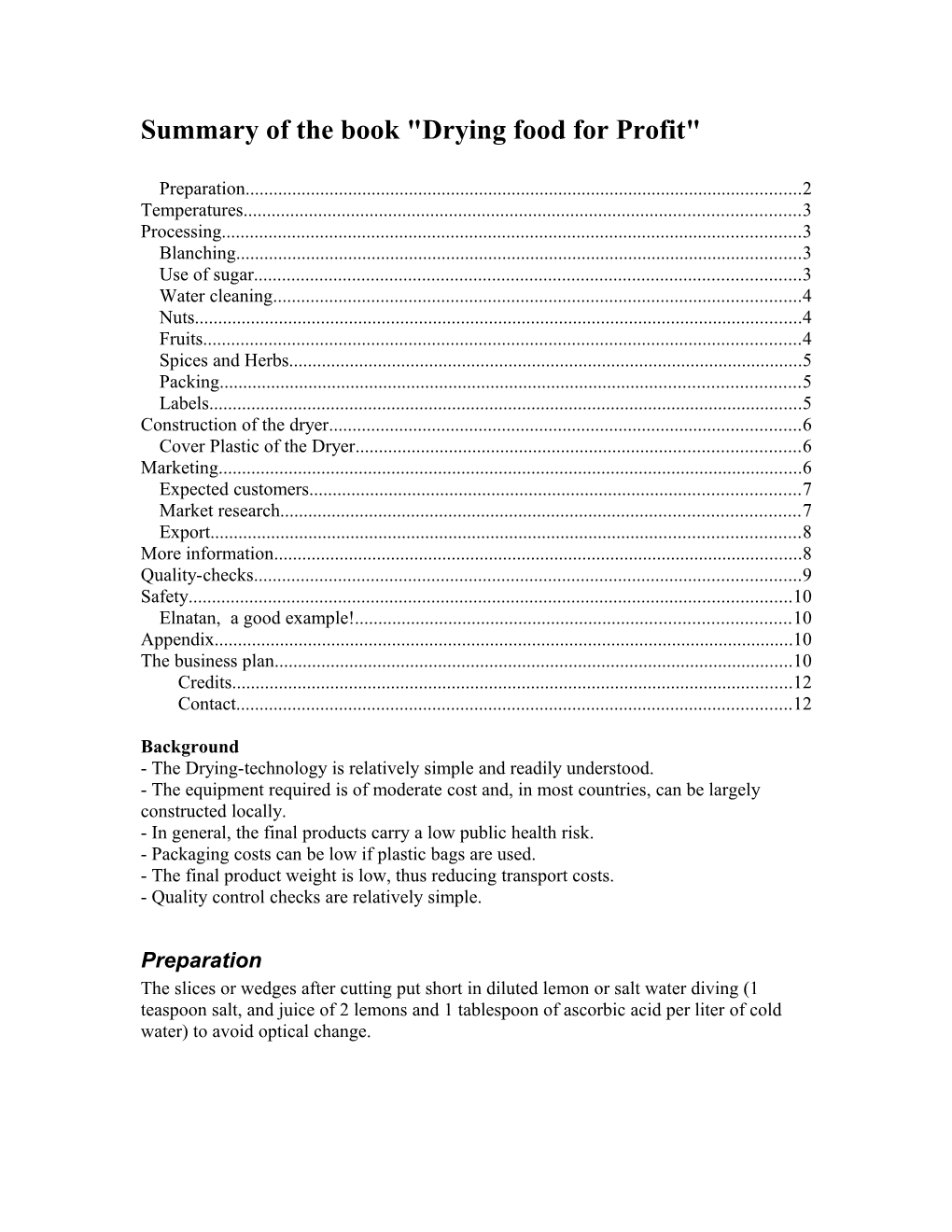 Summary of the Book Drying Food for Profit