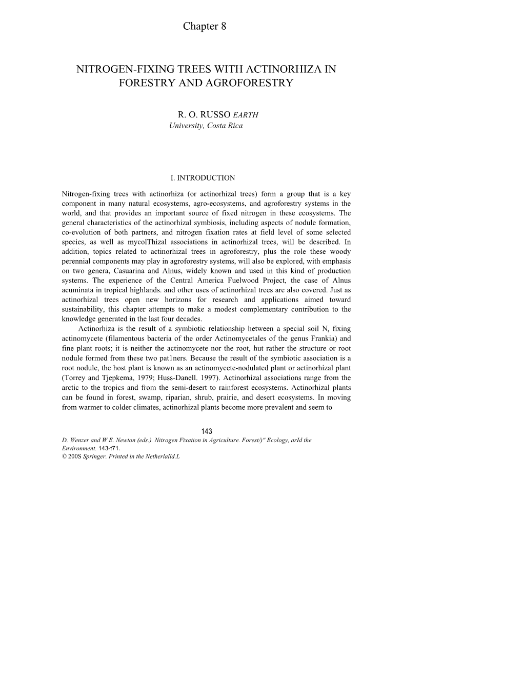 Chapter 8 NITROGEN-FIXING TREES with ACTINORHIZA IN