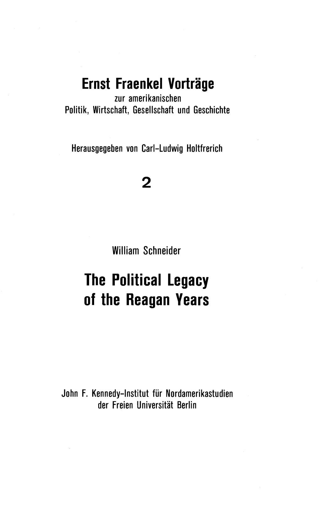 Ernst Fraenkel Vorträge Zur Amerikanischen Politik, Wirtschaft, Gesellschaft Und Geschichte