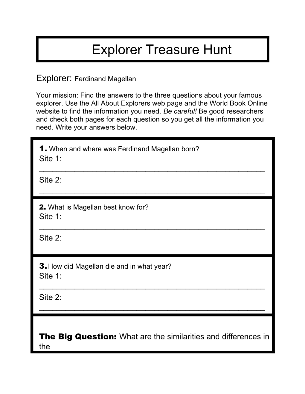 Explorer Treasure Hunt