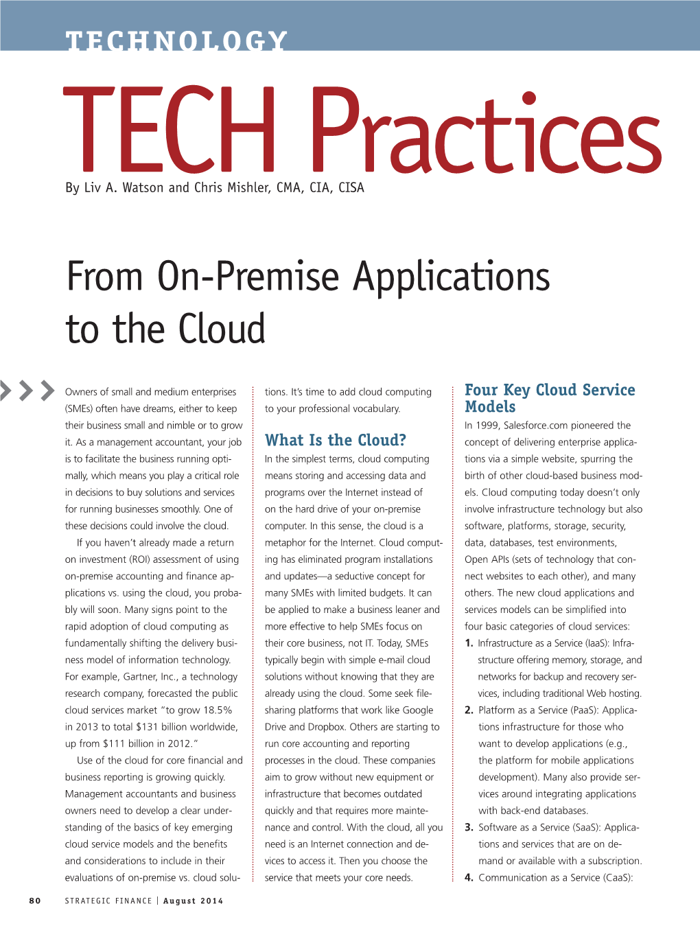 From On-Premise Applications to the Cloud