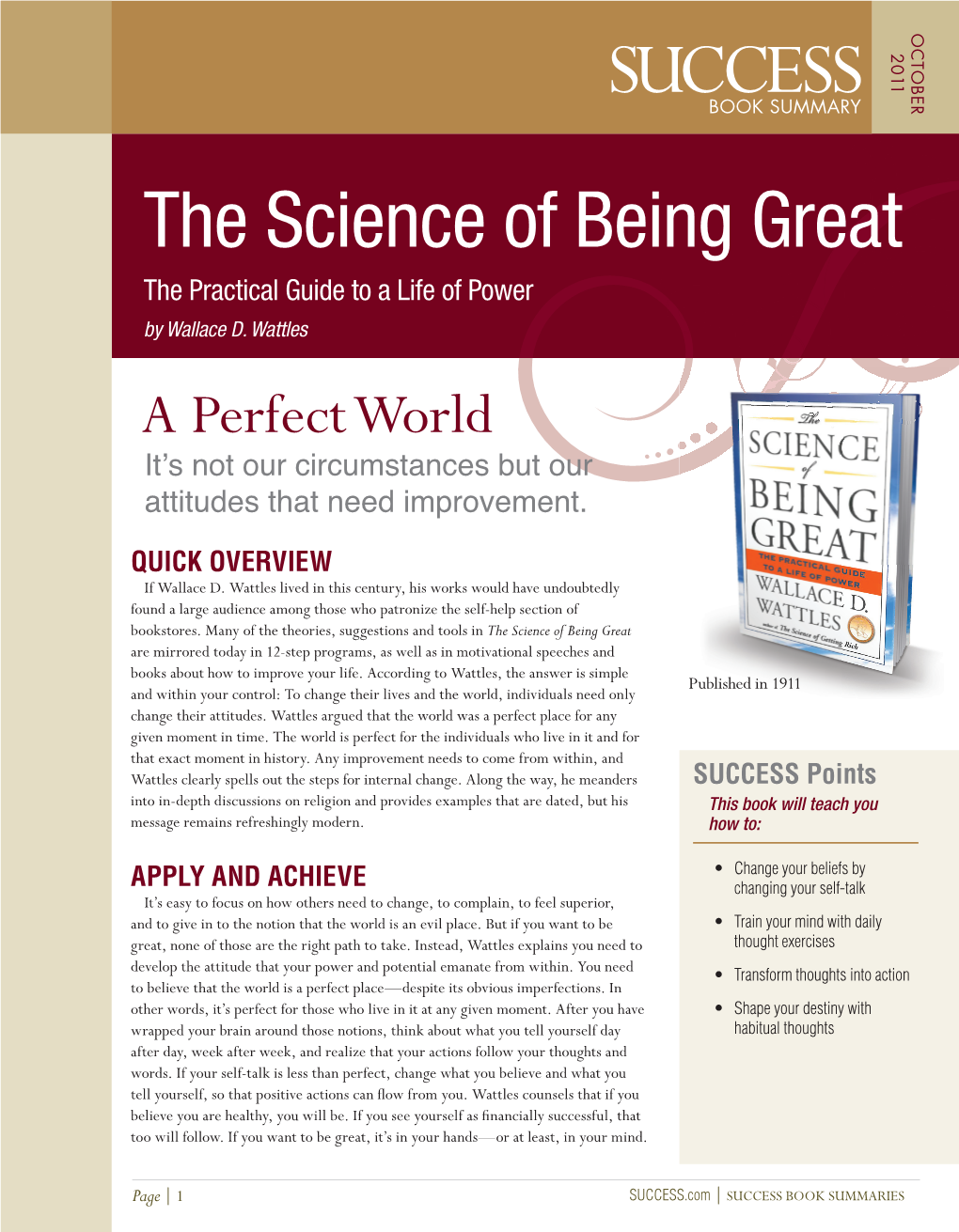 The Science of Being Great the Practical Guide to a Life of Power by Wallace D