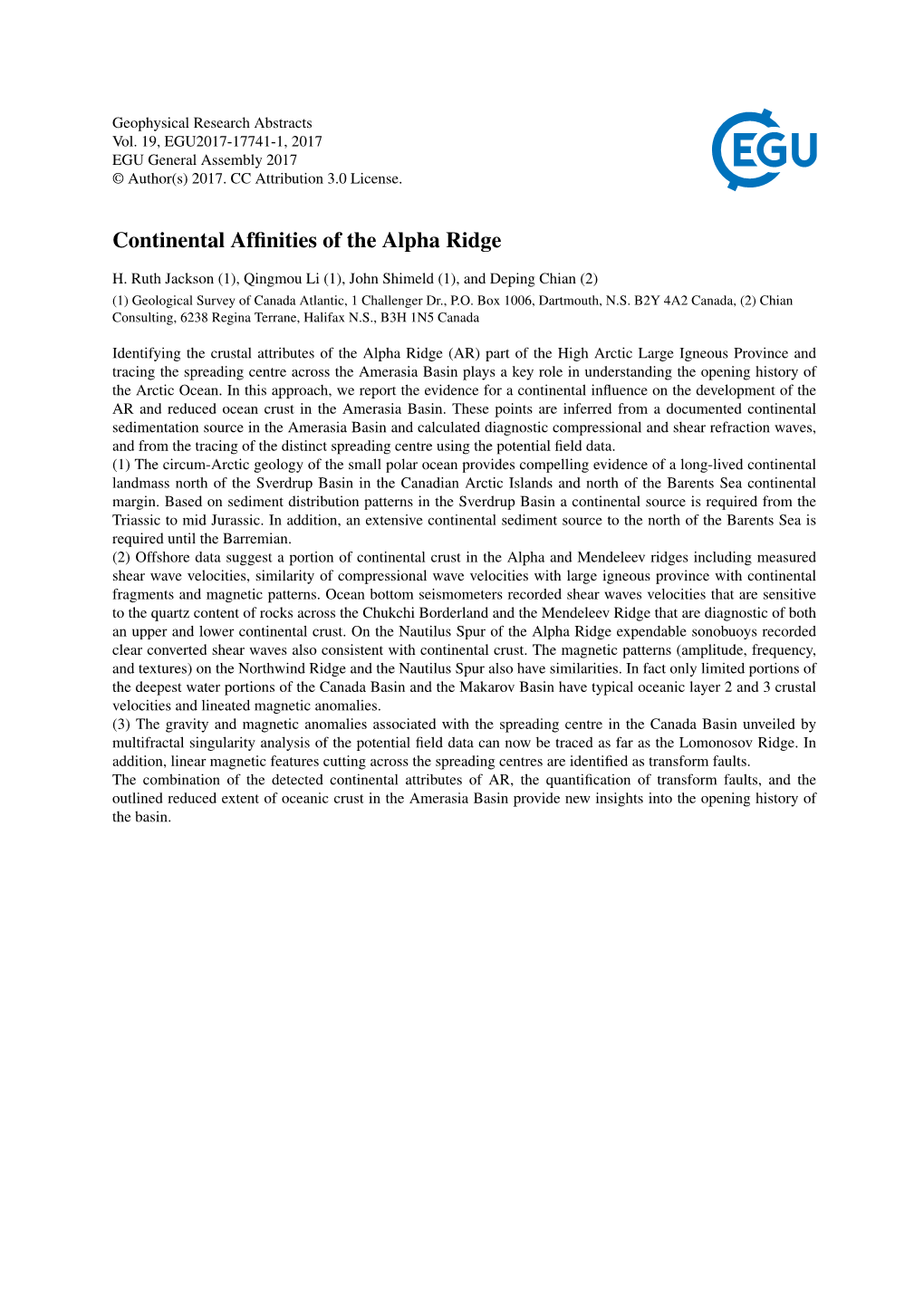 Continental Affinities of the Alpha Ridge