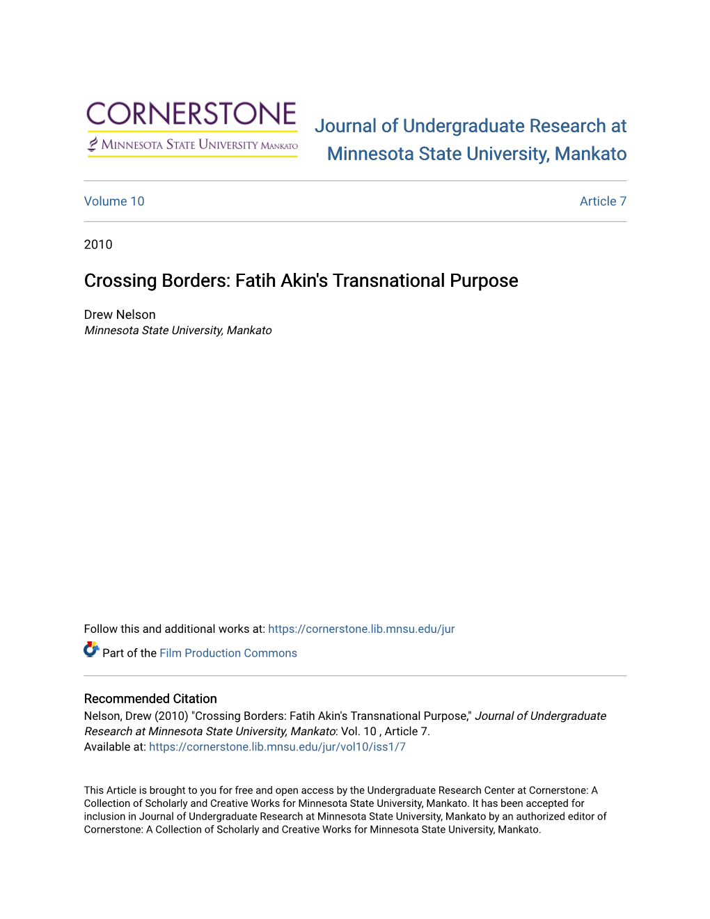 Crossing Borders: Fatih Akin's Transnational Purpose