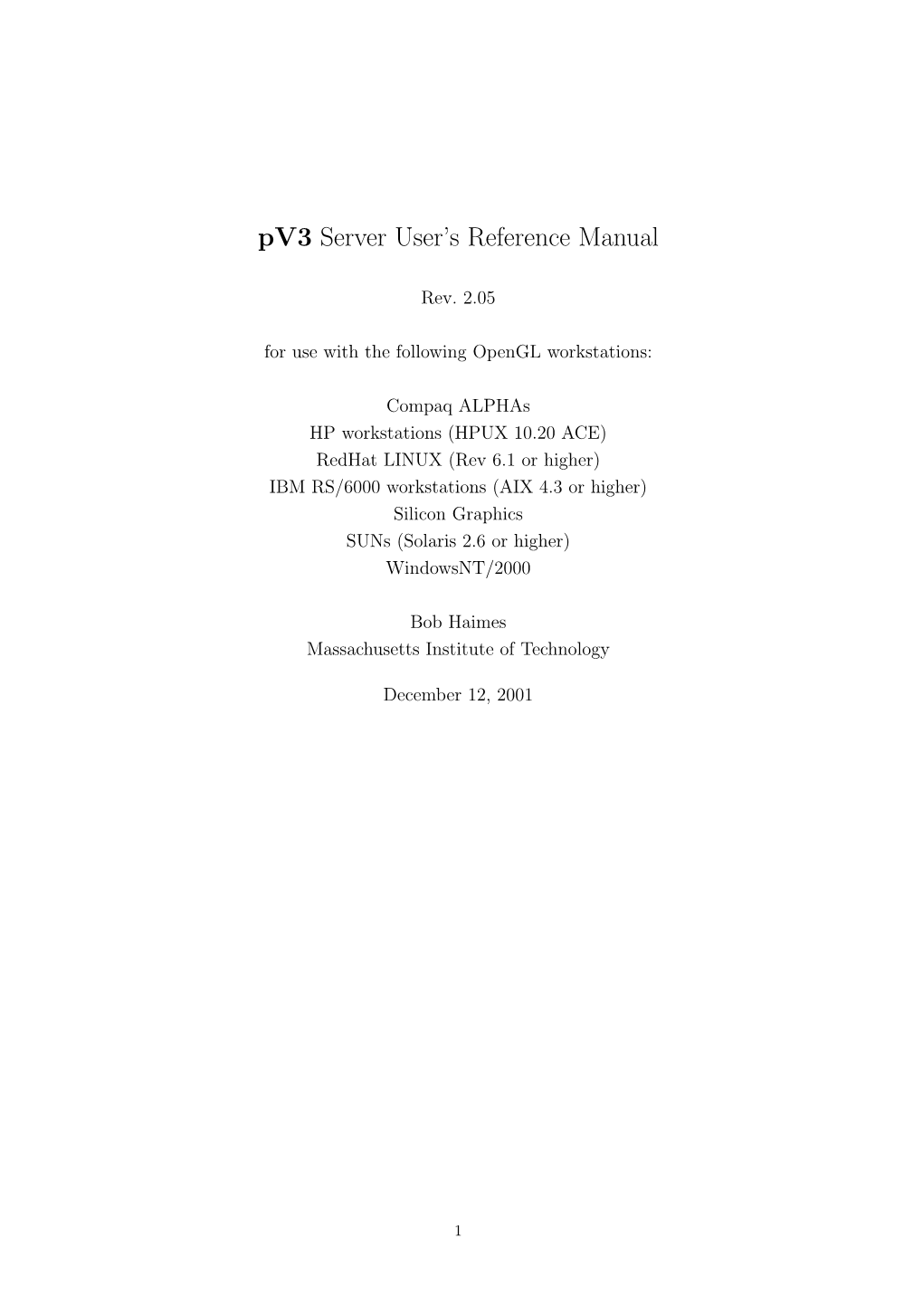 Pv3 Server User's Reference Manual