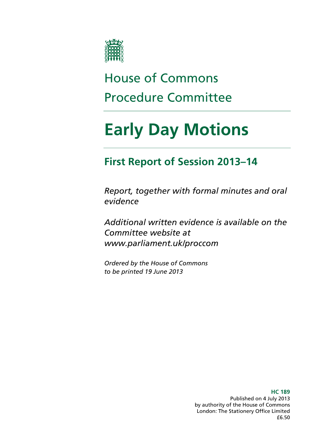 Early Day Motions