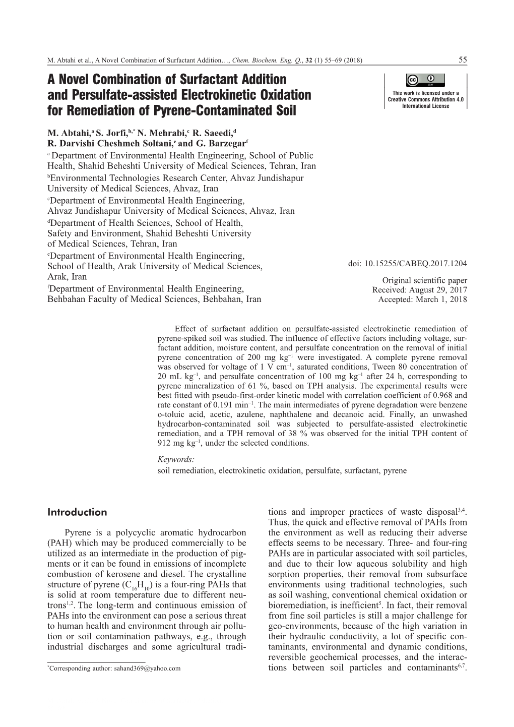 A Novel Combination of Surfactant Addition and Persulfate-Assisted Electrokinetic Oxidation for Remediation of Pyrene-Contamin