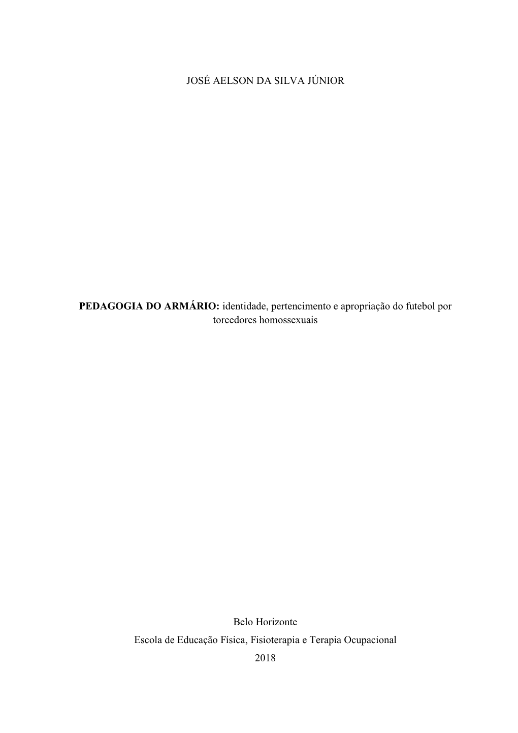 José Aelson Da Silva Júnior Pedagogia Do Armário