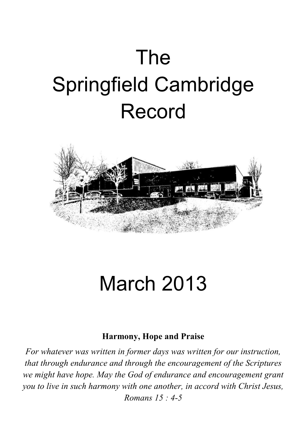 The Springfield Cambridge Record March 2013