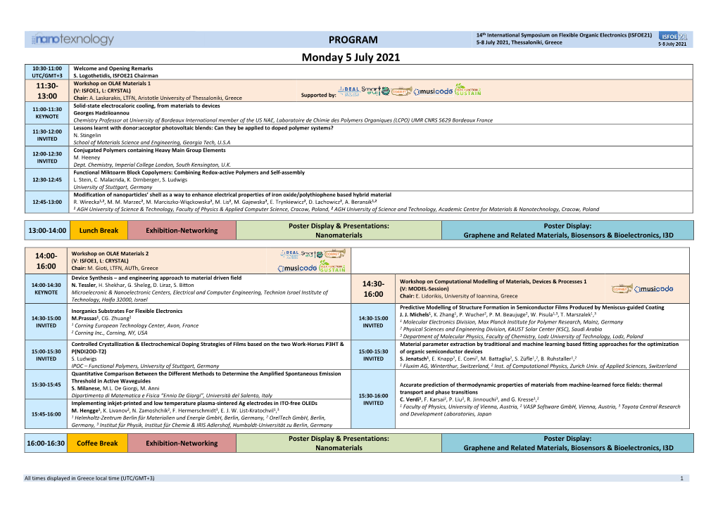 Monday 5 July 2021 10:30-11:00 Welcome and Opening Remarks UTC/GMT+3 S