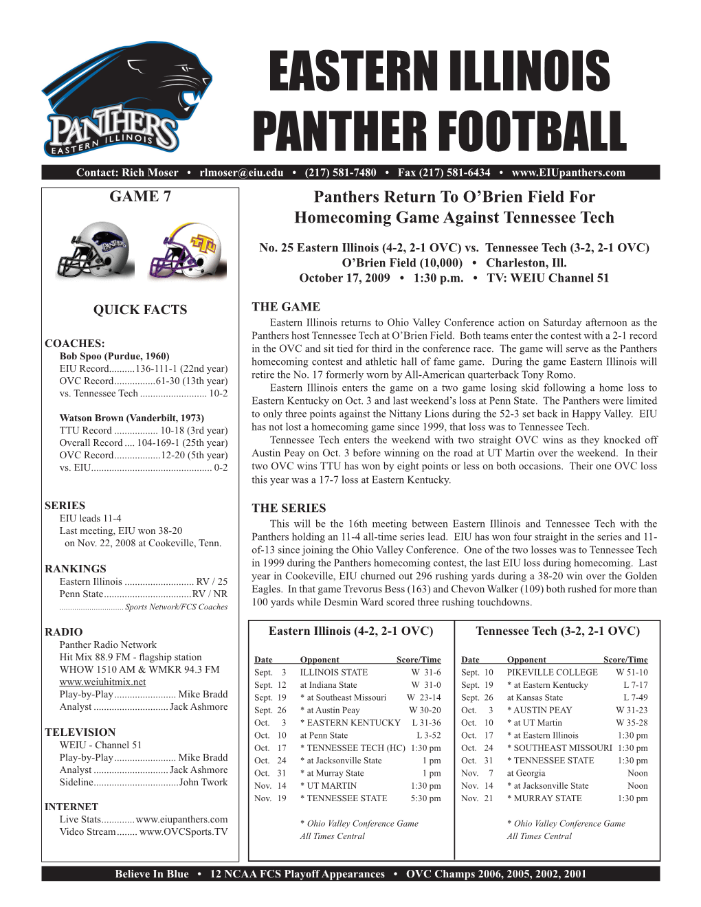 Eastern Illinois Panther Football