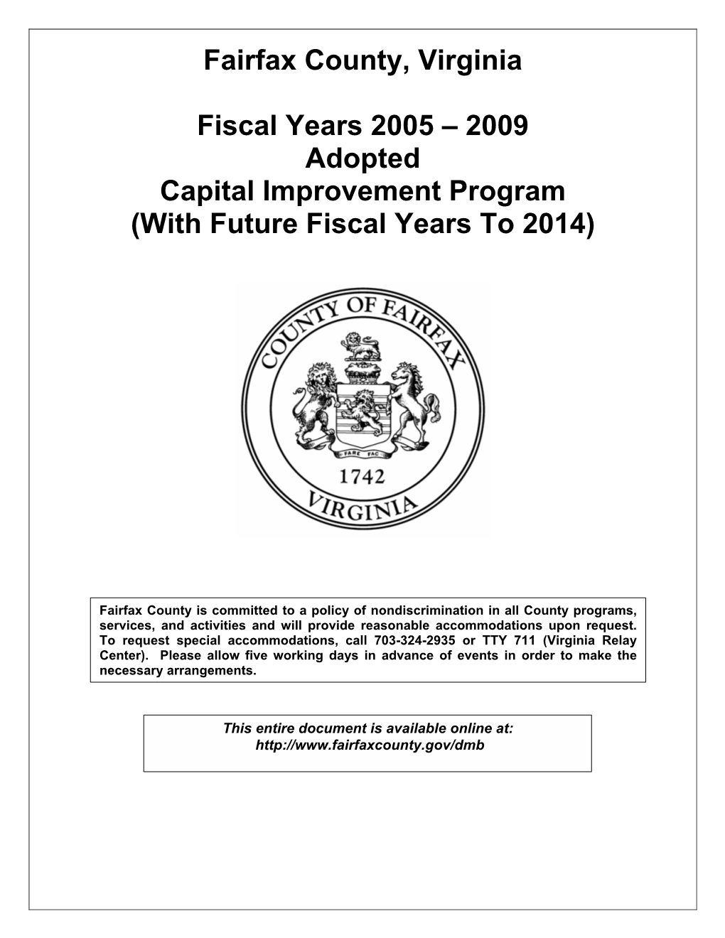 FY 2005 Advertised Budget Plan and Will Be Available on CD-ROM