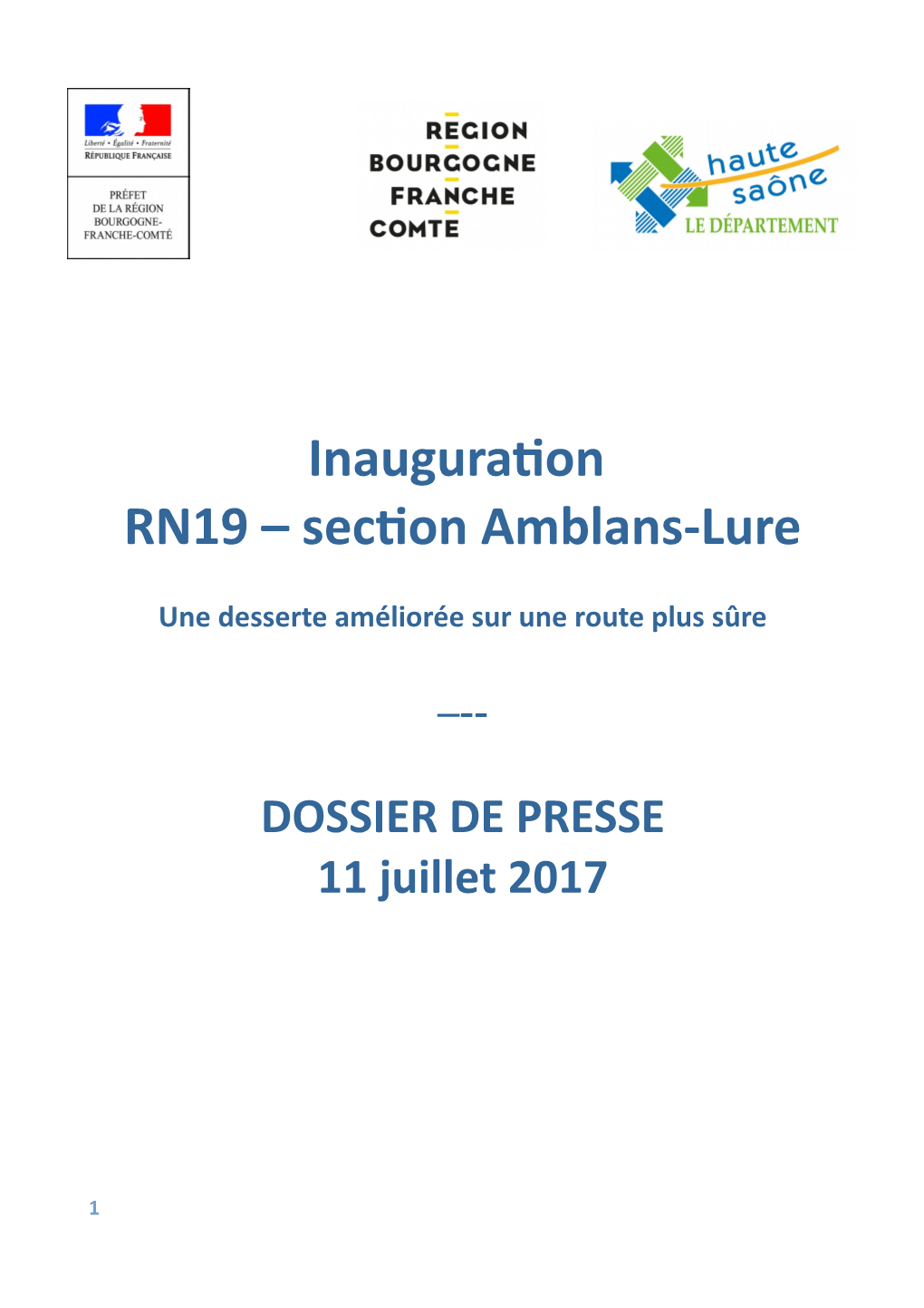 Inauguration RN19 – Section Amblans-Lure