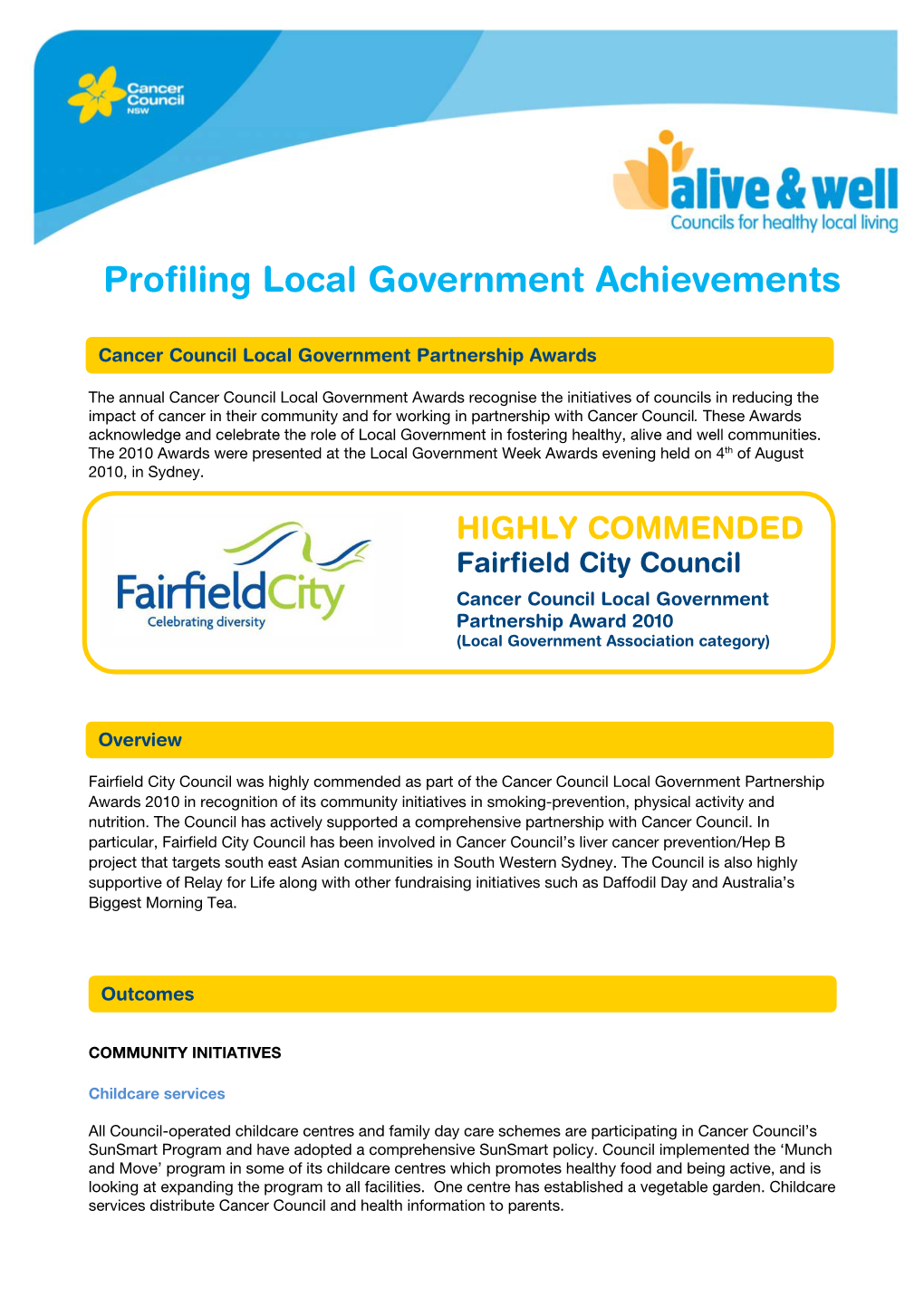 Profiling Local Government Achievements