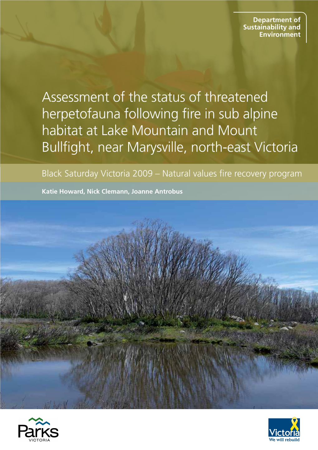 Assessment of the Status of Threatened Herpetofauna Following Fire in Sub Alpine Habitat at Lake Mountain and Mount Bullfight, Near Marysville, North-East Victoria