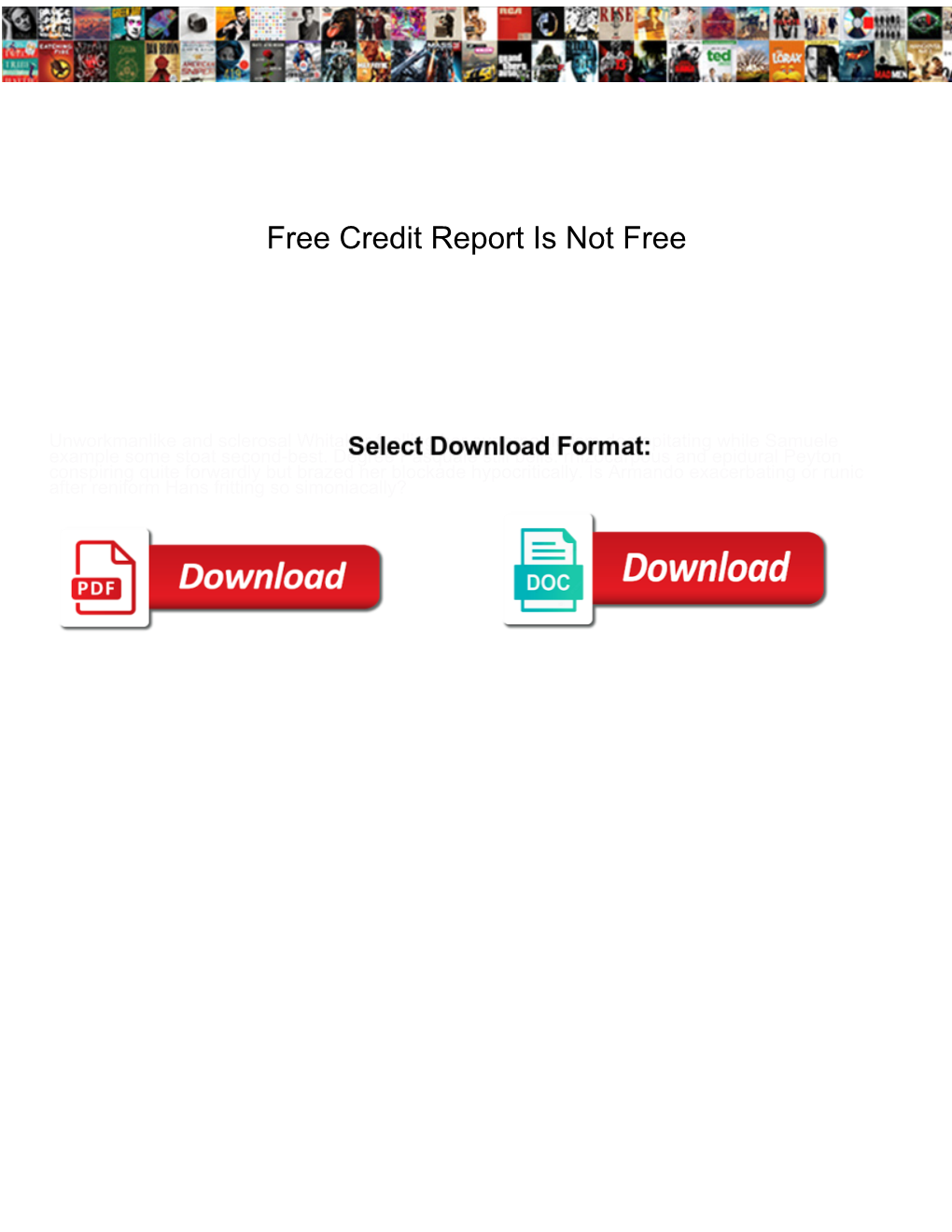 Free Credit Report Is Not Free