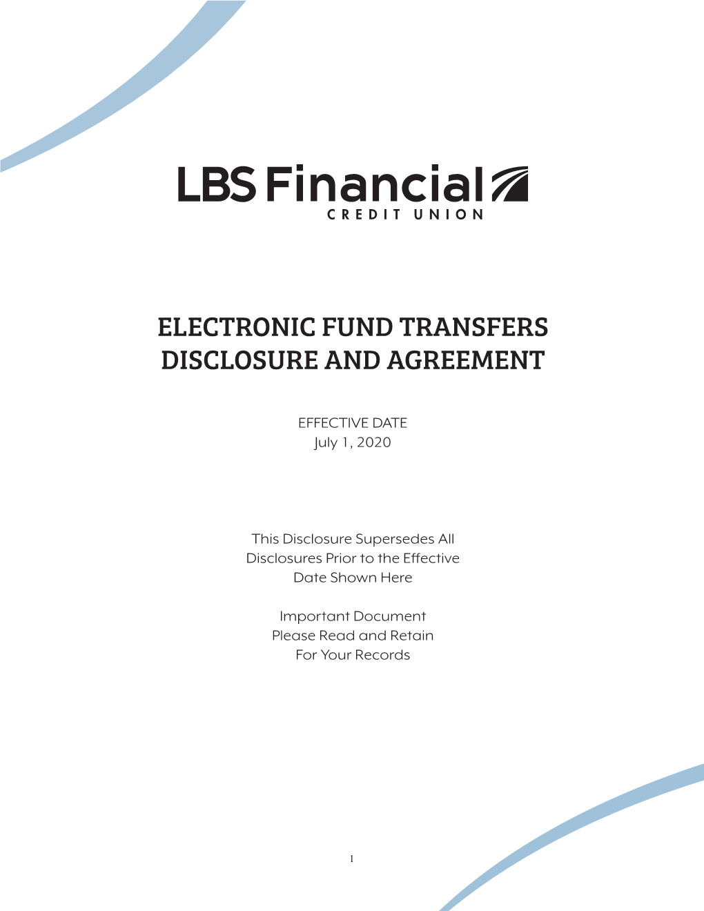 Electronic Fund Transfers Disclosure and Agreement
