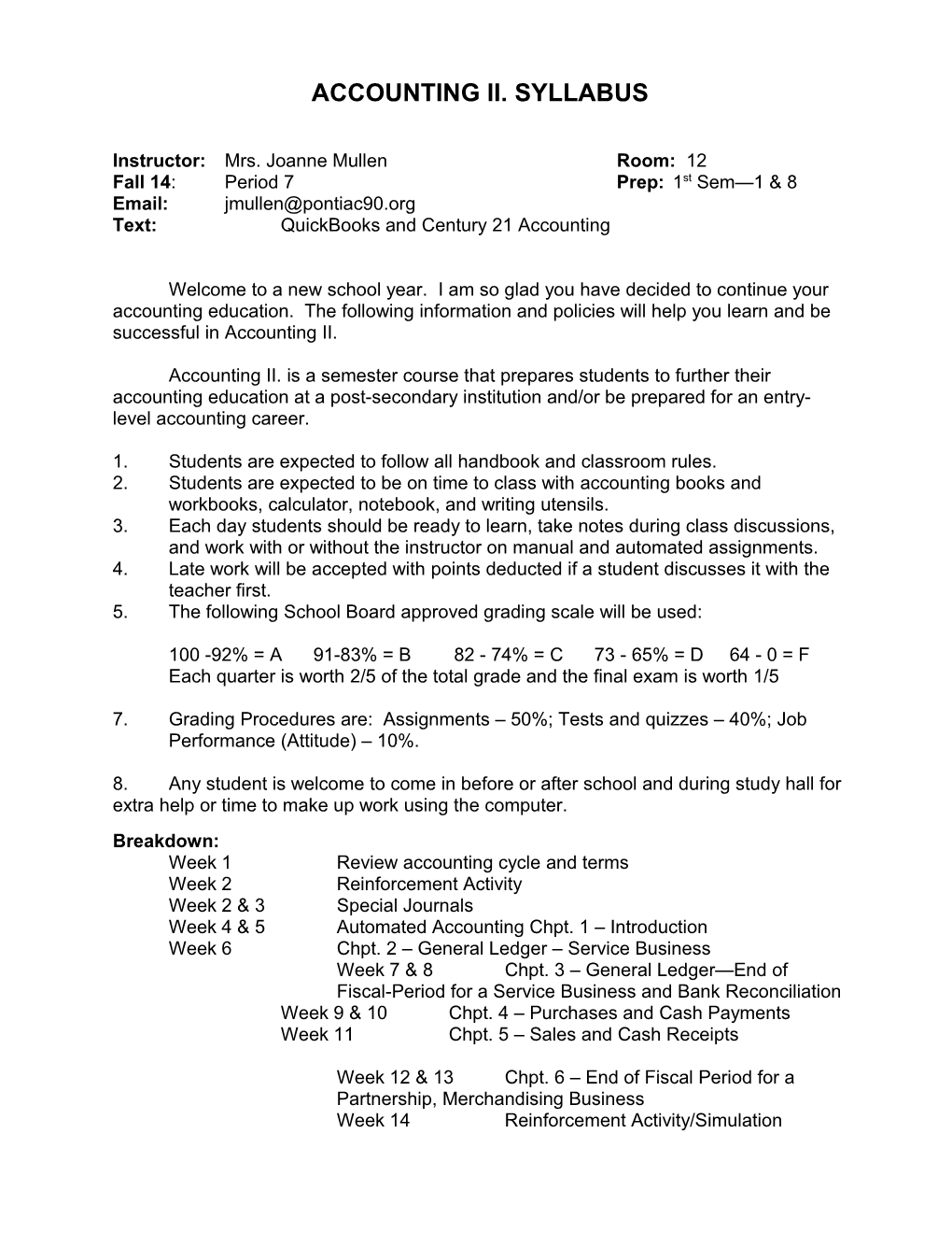 Accounting Ii. Syllabus