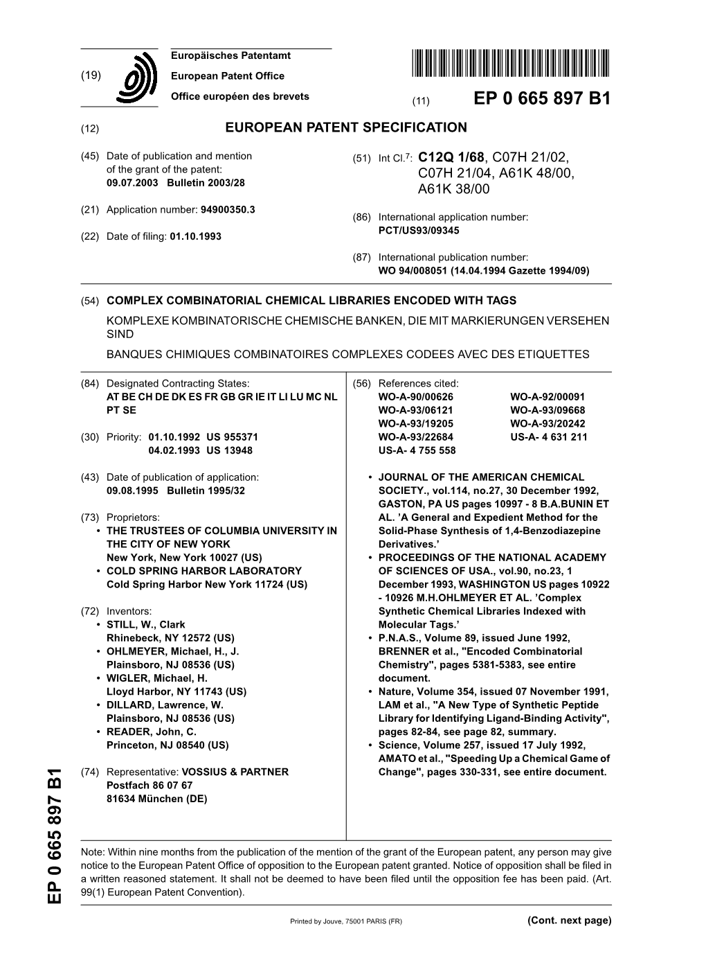 Complex Combinatorial Chemical Libraries Encoded with Tags