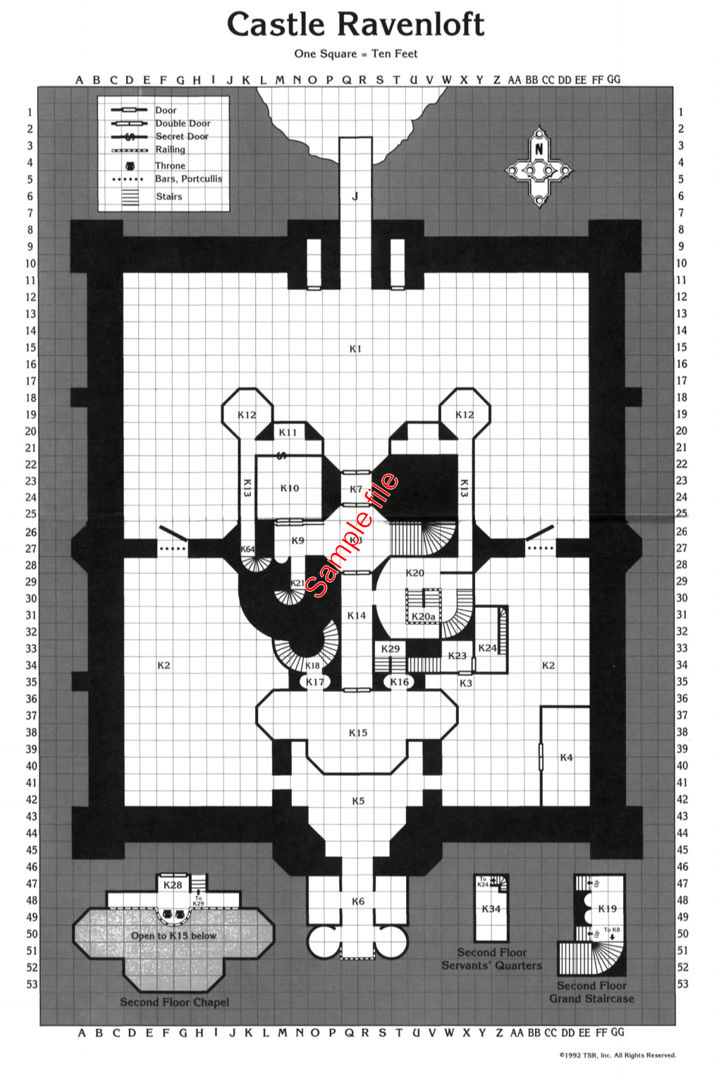 Castle Ravenloft One Square = Ten Feet