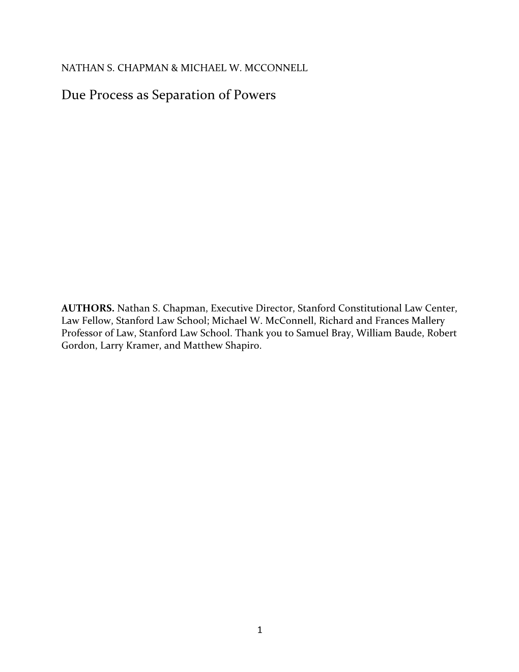 Due Process As Separation of Powers