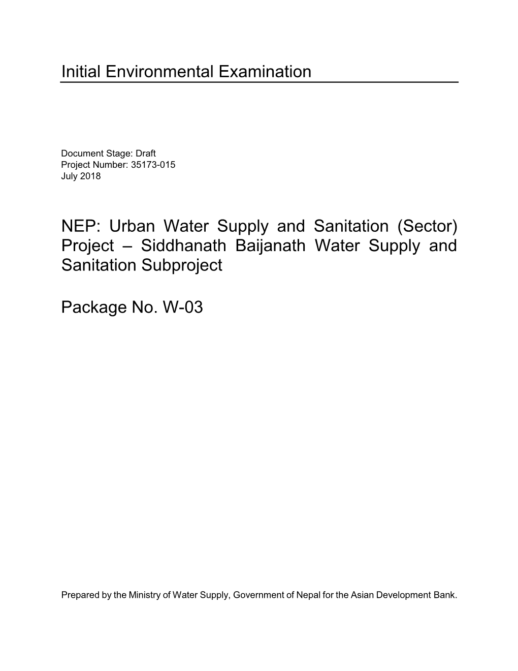 Siddhanath Baijanath Water Supply and Sanitation Subproject