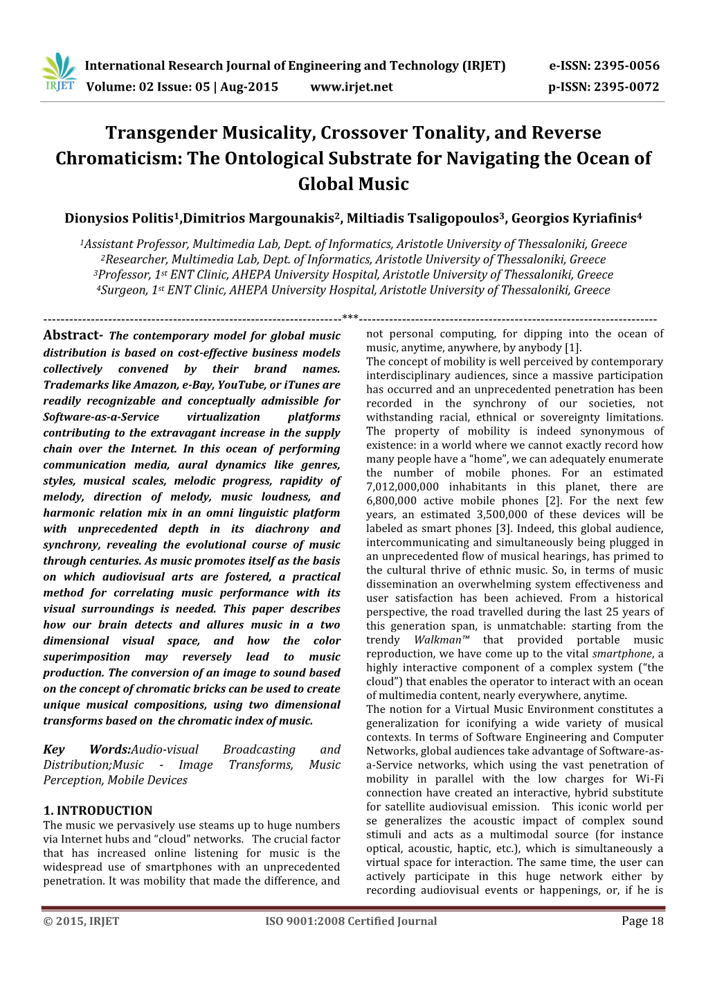 Transgender Musicality, Crossover Tonality, and Reverse Chromaticism: the Ontological Substrate for Navigating the Ocean of Global Music