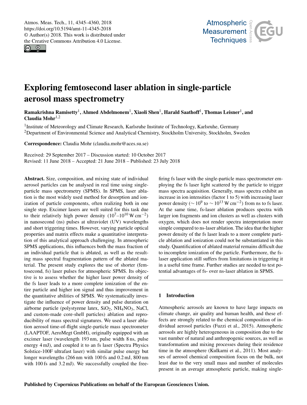 Article Aerosol Mass Spectrometry