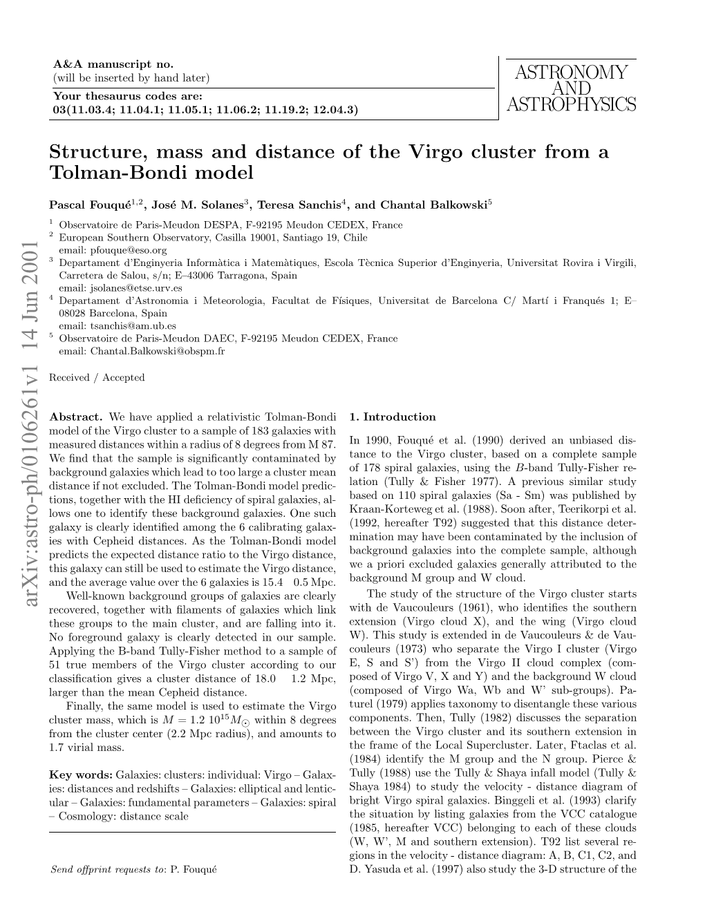 Structure, Mass and Distance of the Virgo Cluster from a Tolman-Bondi