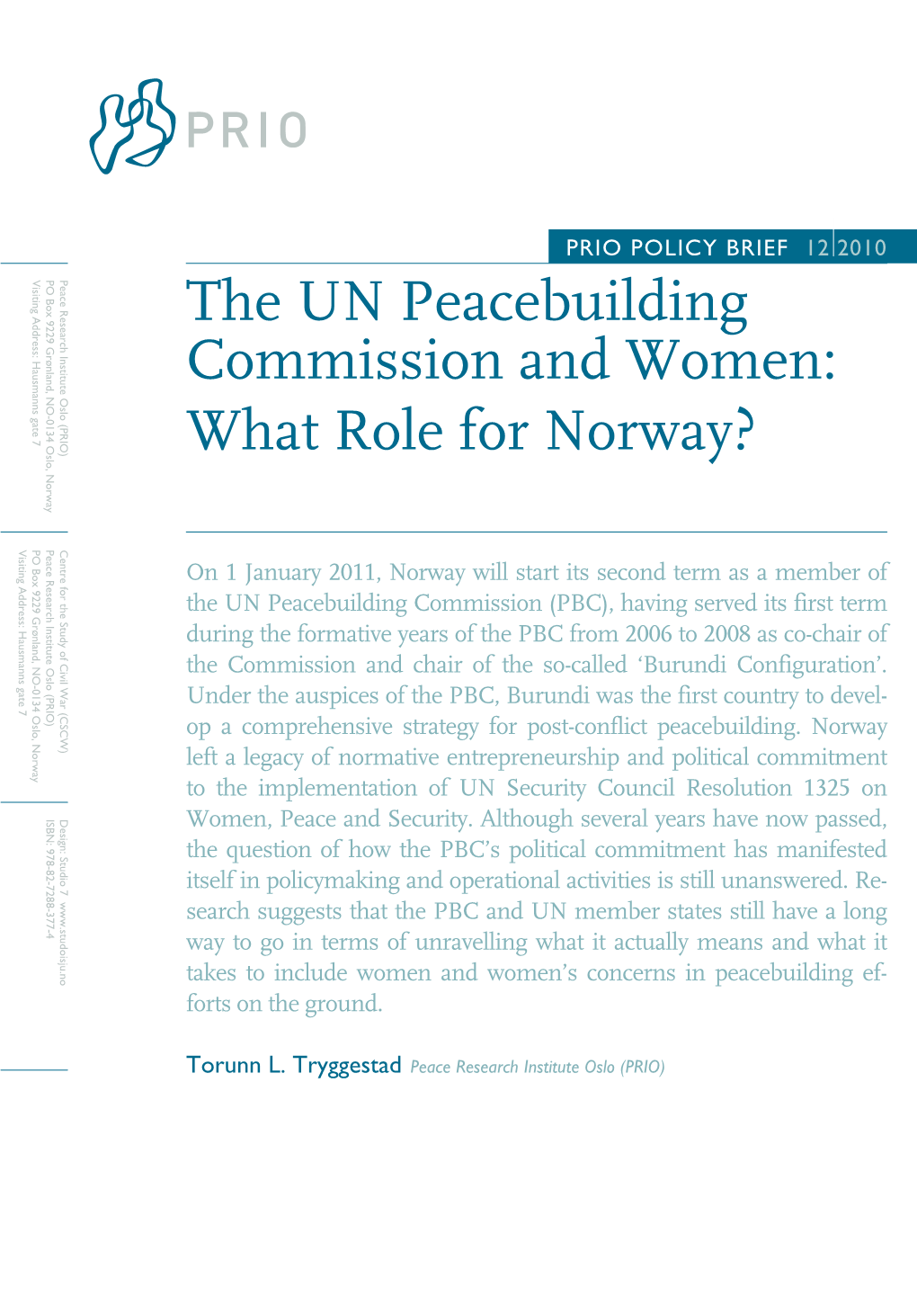 The UN Peacebuilding Commission and Women: What Role for Norway?