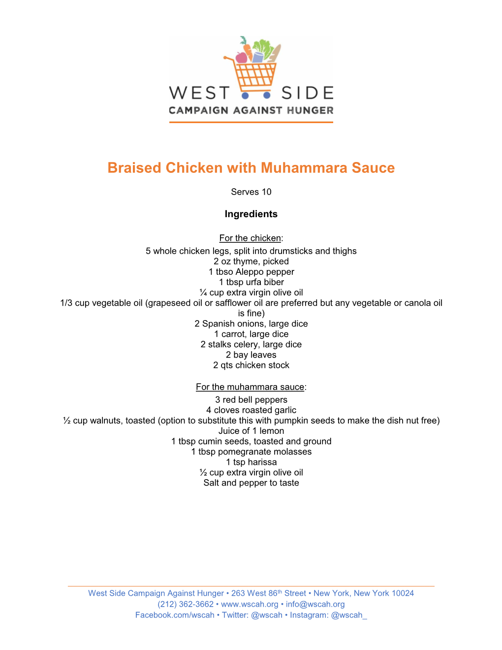 Braised Chicken with Muhammara Sauce