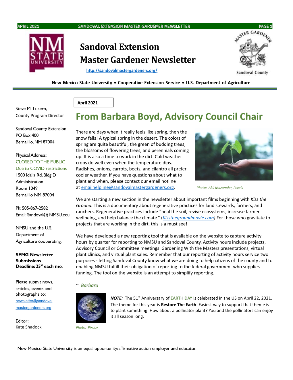 Sandoval Extension Master Gardener Newsletter