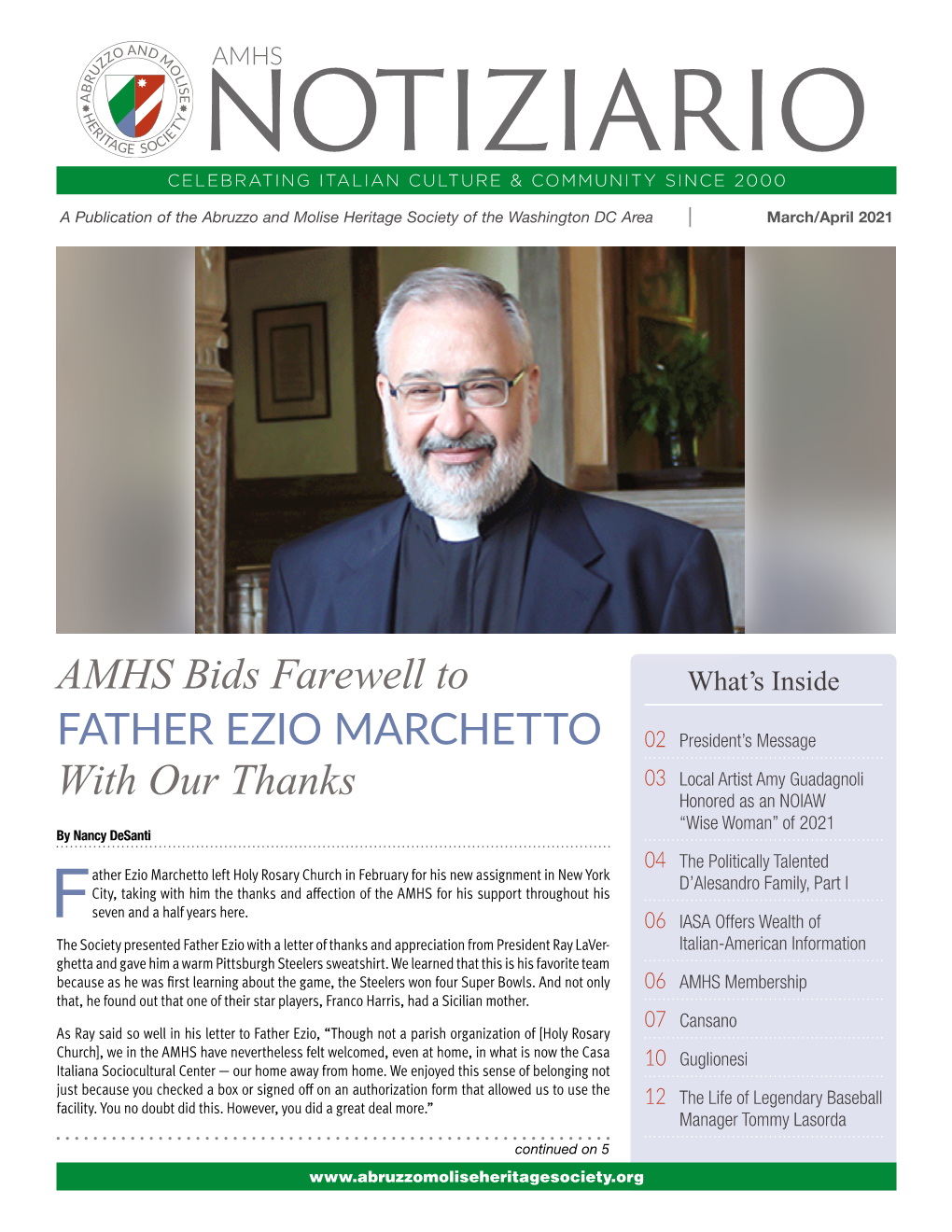 AMHS Bids Farewell to Father Ezio Marchetto with Our Thanks ▼ Continued from Page 1