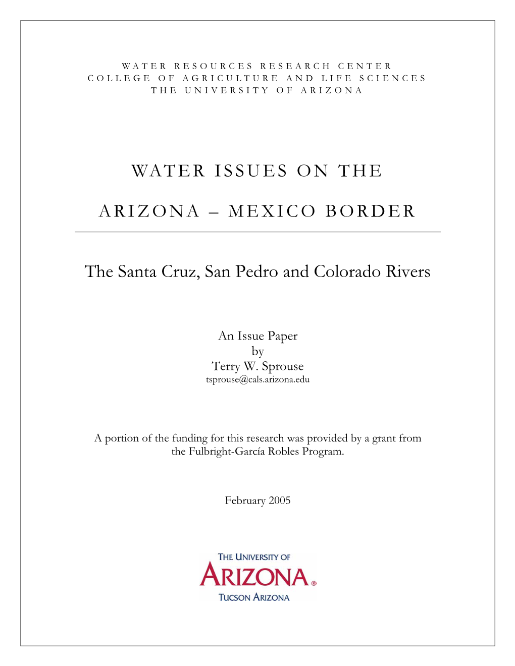 Water Issues on the Arizona/Mexico Border