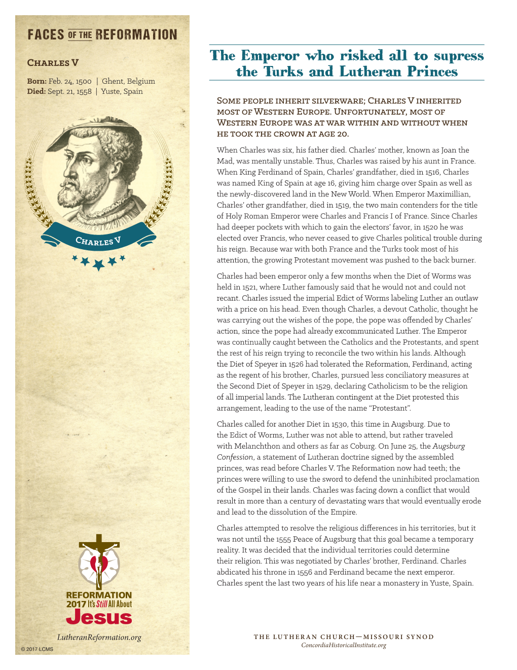 Reformation 2017 Charles V Handout