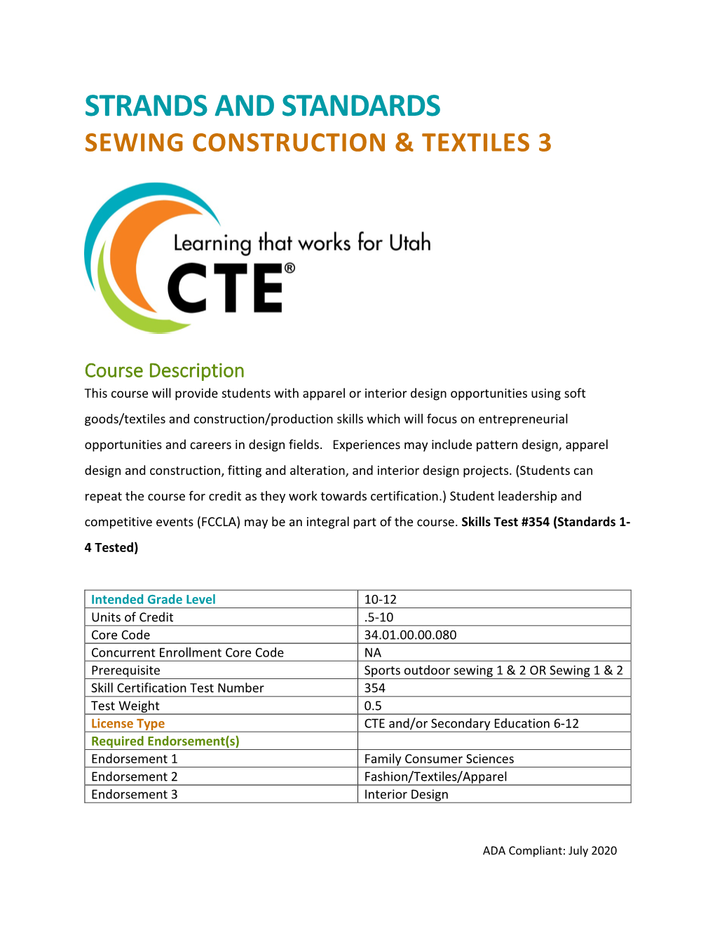 Strands and Standards Sewing Construction & Textiles 3