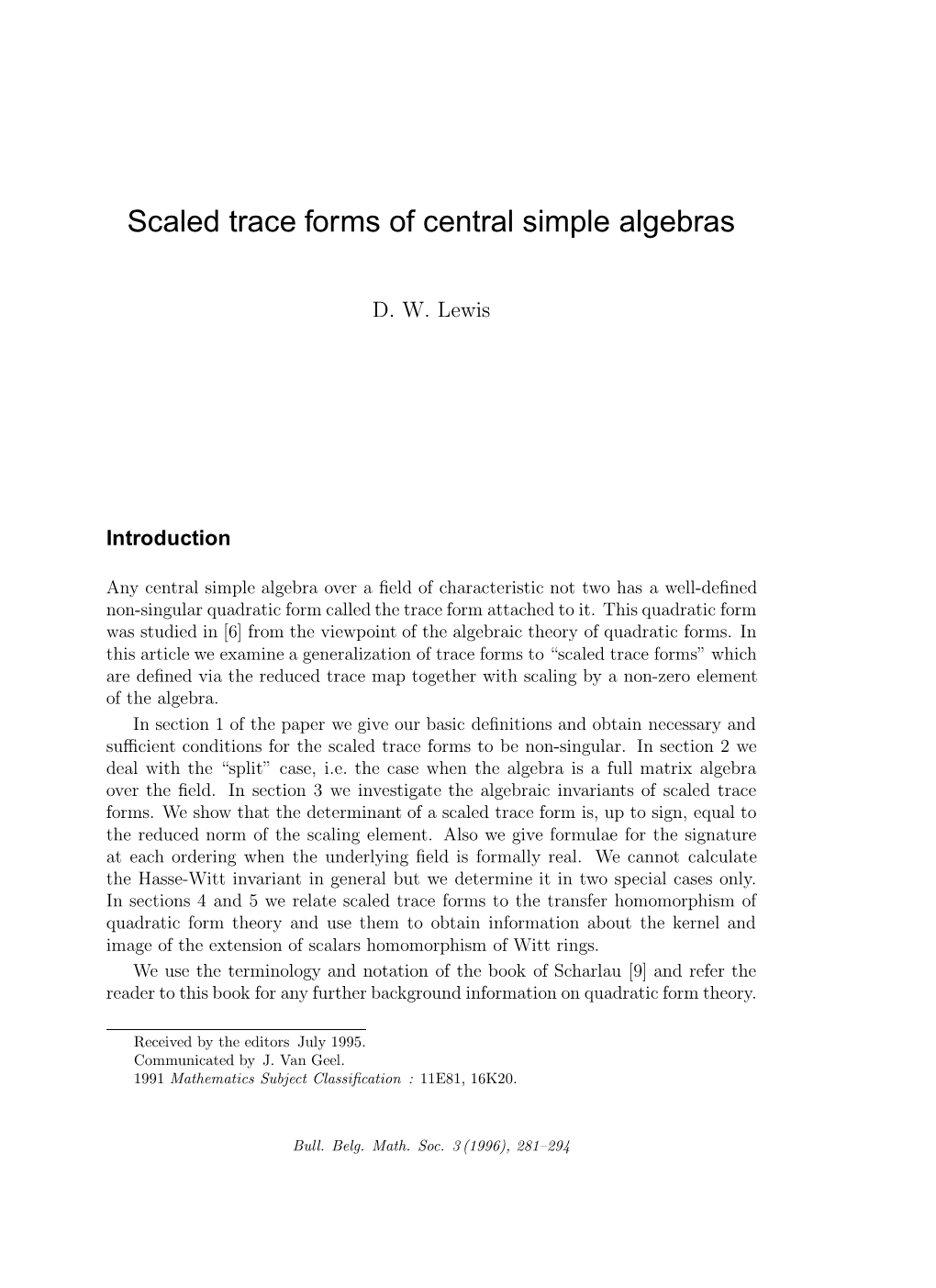 Scaled Trace Forms of Central Simple Algebras