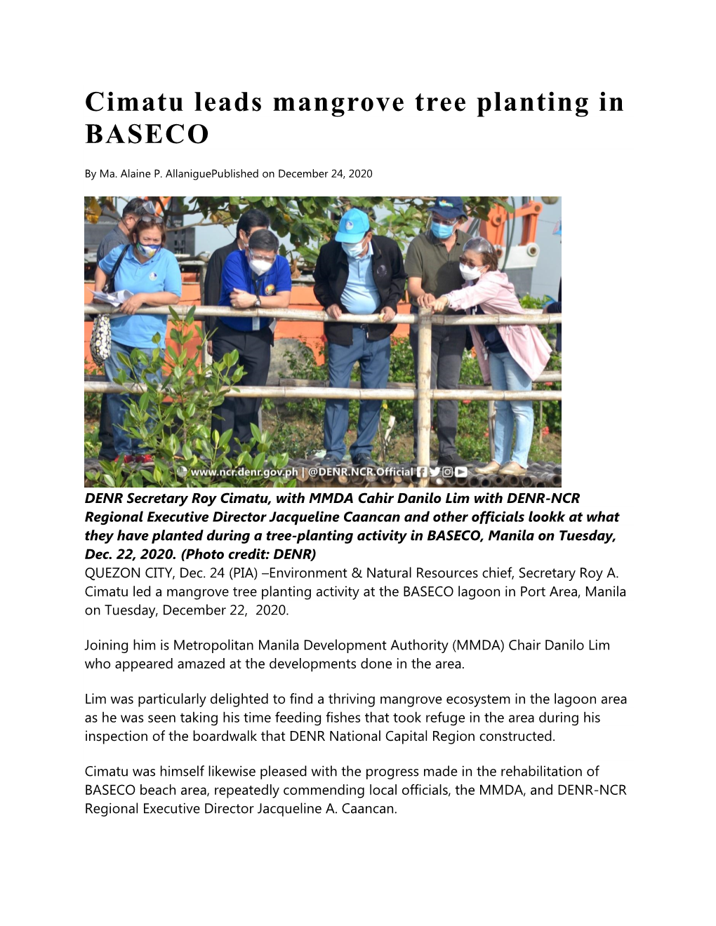 Cimatu Leads Mangrove Tree Planting in BASECO