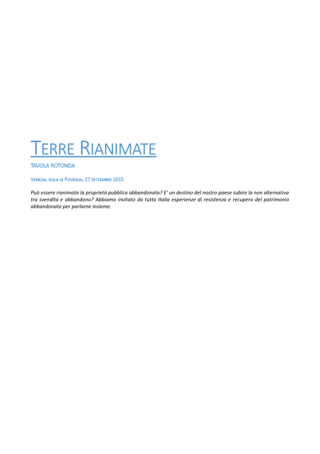 Terre Rianimate Tavola Rotonda