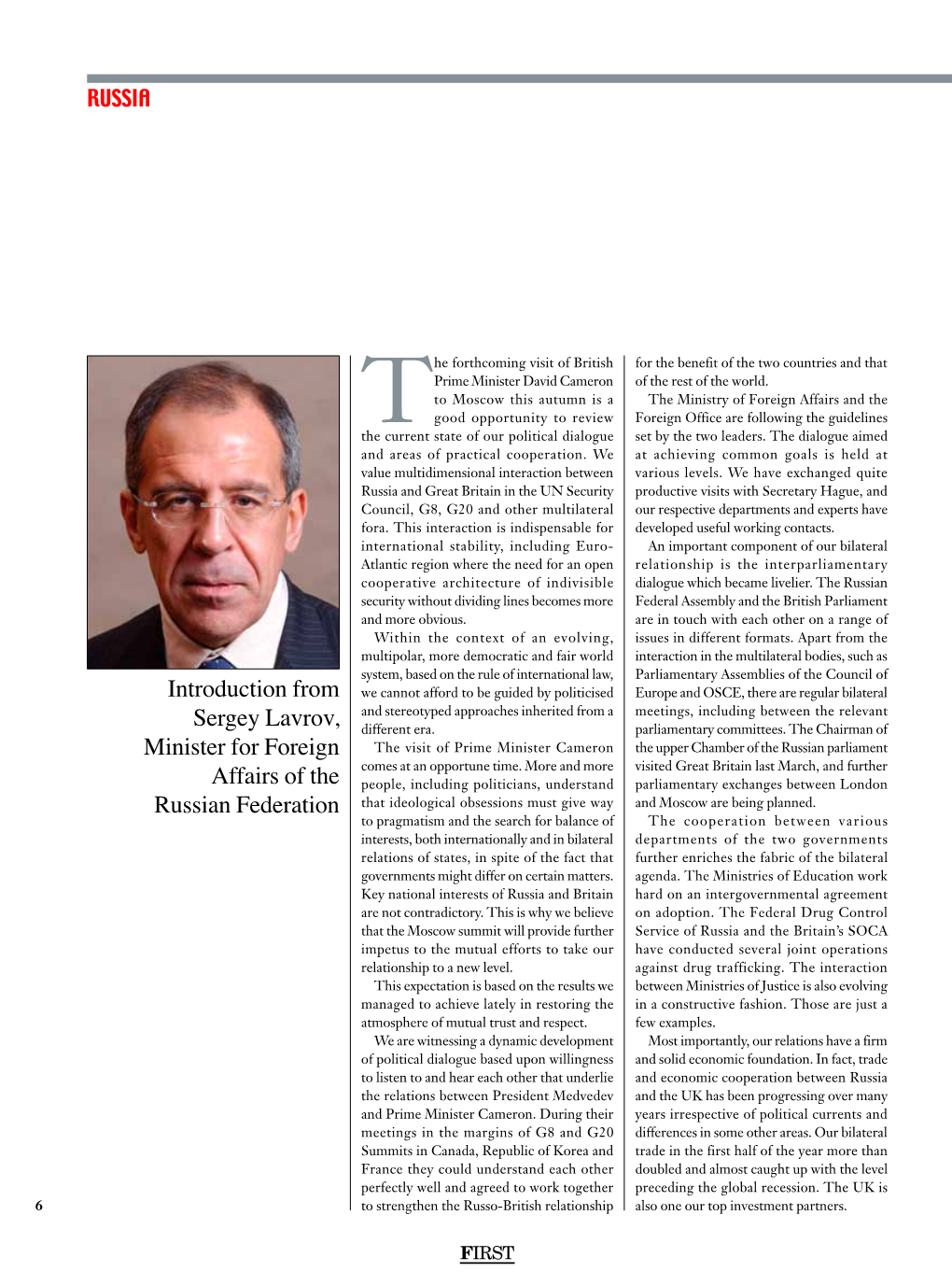 Introduction from Sergey Lavrov, Minister for Foreign Affairs of The