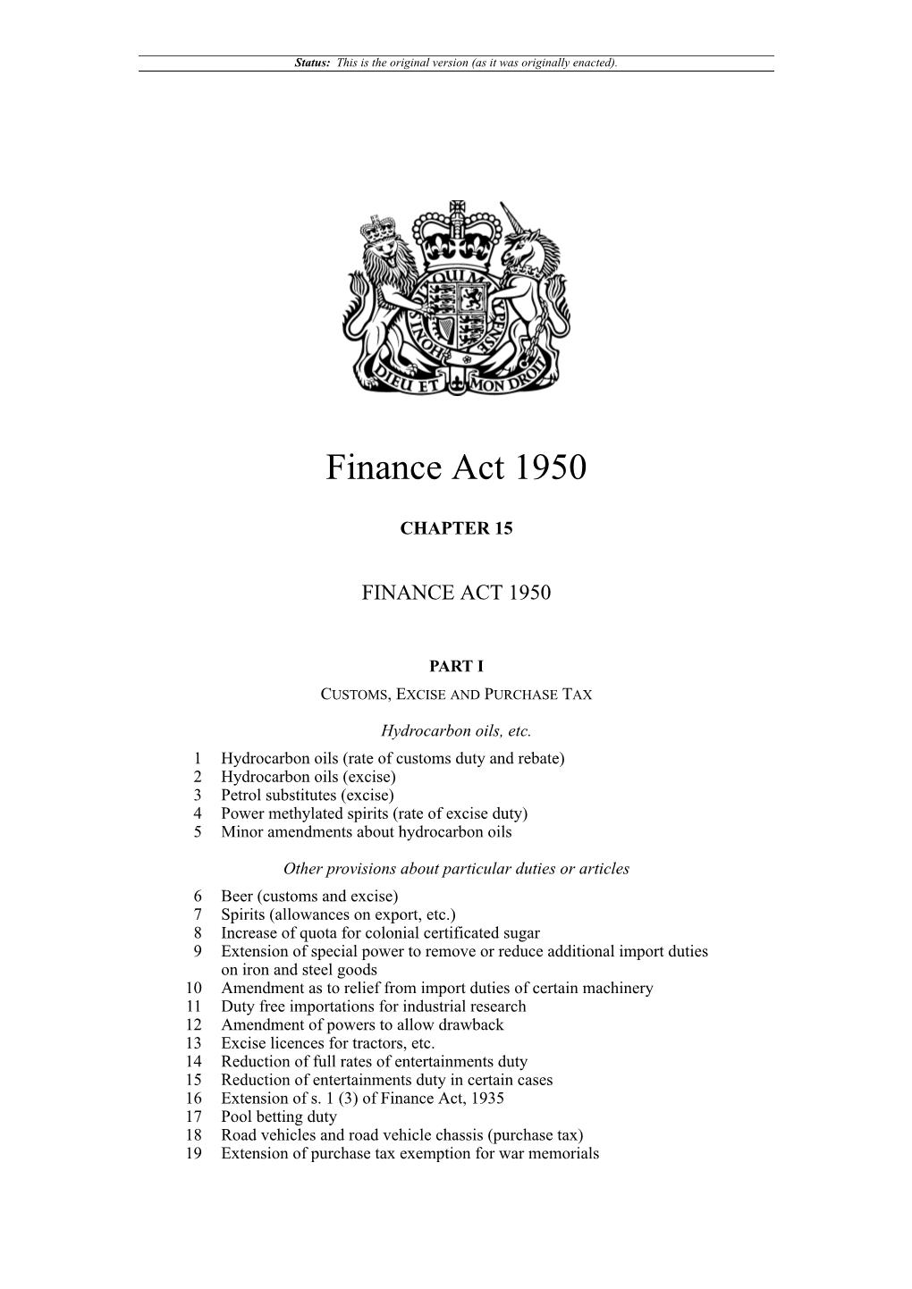 Finance Act 1950