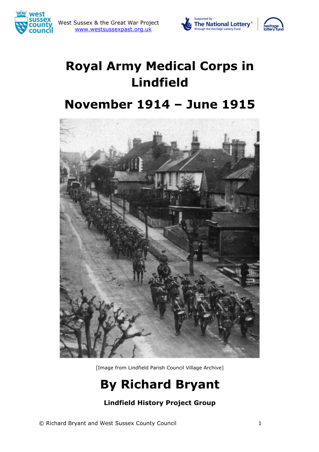 Royal Army Medical Corps in Lindfield November 1914 – June 1915