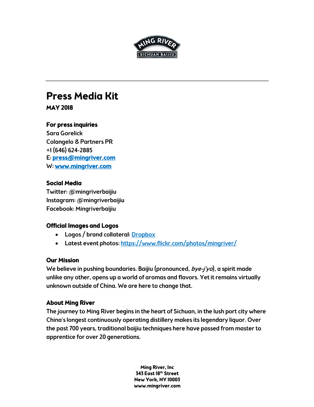 Press Media Kit MAY 2018