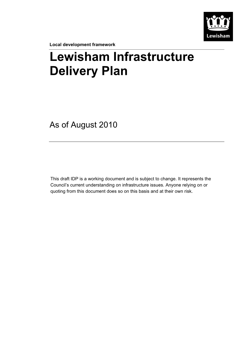 Lewisham Infrastructure Delivery Plan