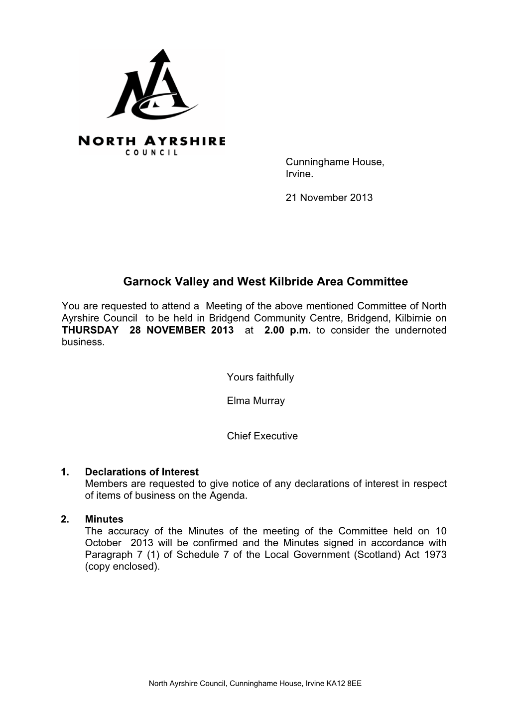 Garnock Valley and West Kilbride Area Committee