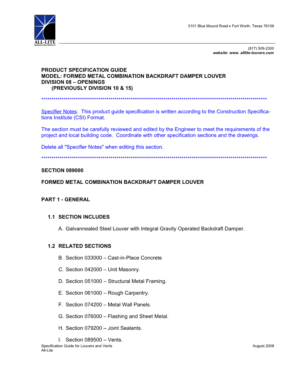 Section 089000-Louvers and Vents s1