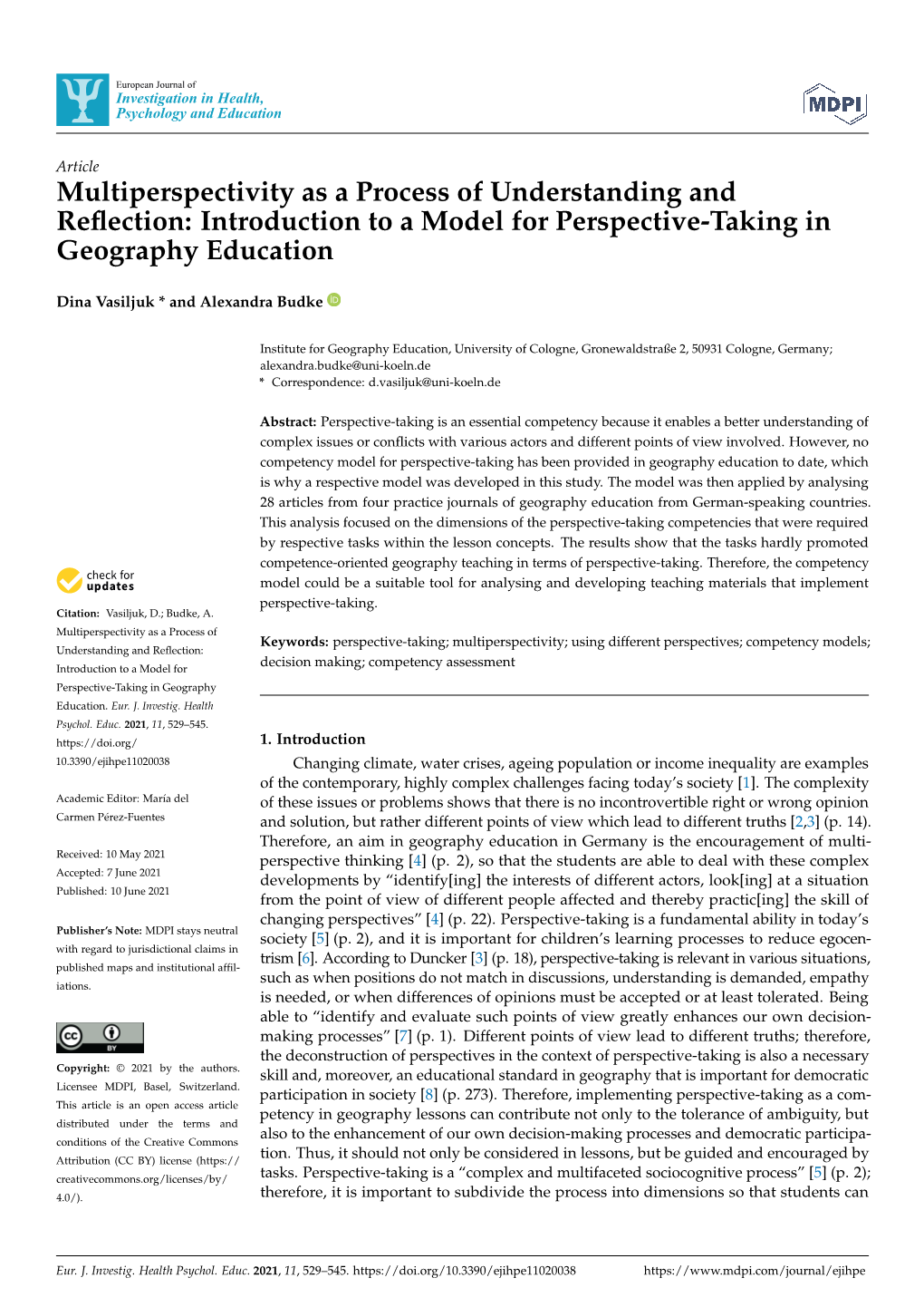 Multiperspectivity As a Process of Understanding and Reflection