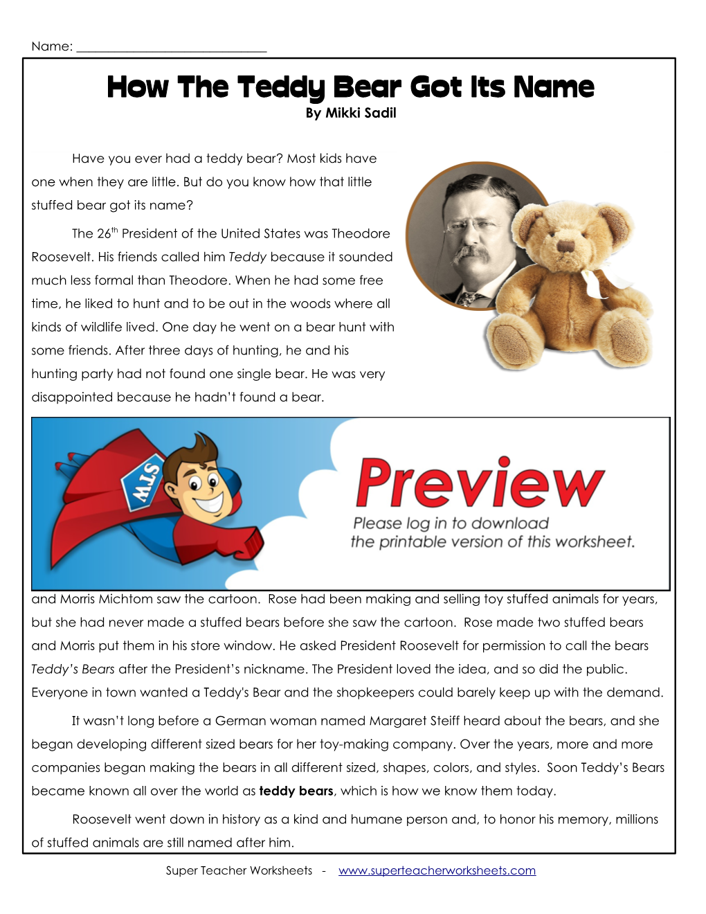 Theodore Roosevelt: How the Teddy Bear Got It's Name